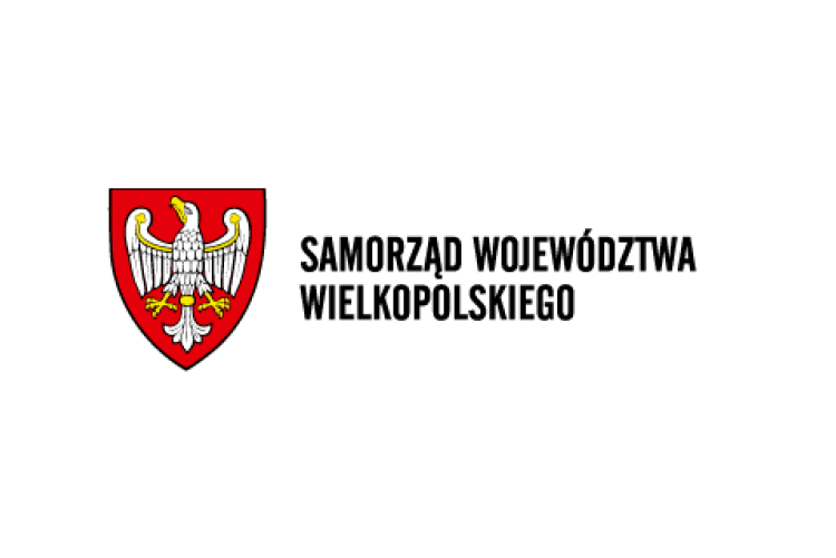Herb samorządu województwa wielkopolskiego oraz napis: "samorząd województwa wielkopolskiego".