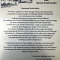 Grafika przedstawia podziękowania, które wręczył Mieczysław Jędrzychowski. Treść podziękowań: Podziękowanie dla Wójta Gminy Przemęt Pana Janusza Frąckowiaka. Szanowny Panie Wójcie w imieniu własnym tj. Honorowego Prezesa Stowarzyszenia Gospodarczo-Edukacyjnego "Przyjaciele Szkoły" w Starkowie oraz całej społeczności szkolnej pragnę podziękować szanownemu Panu Wójtowi za zrealizowanie bardzo ważnej inwestycji tj. przystanku autobusowego dla dzieci dowożonych do naszej Placówki Oświatowej w Starkowie oraz ścieżki rowerowej z uwagi na bezpieczeństwo uczniów dojeżdżających z miejscowości Błotnica. Z wyrazami wielkiego szacunku dla szanownego Pana Wójta za zaangażowanie i prace na rzecz i dla dobra Niepublicznych Placówek Oświatowych. Szanowny Panie Wójcie to Pan jako jedyny zauważył, że na terenie Gminy, którą Pan zarządza są dwie Niepubliczne Placówki Oświatowe, które też należy wspierać i pomagać w realizacji zadań oświatowych. Dziękujemy szanowny Panie Wójcie za wykazane zainteresowanie oraz zrozumienie naszych problemów, za zrealizowanie wielu inwestycji w celu wsparcia i pomocy naszym Niepublicznym Placówkom Oświatowym dla dobra całej społeczności szkolnej oraz mieszkańców naszych miejscowości. Z wyrazami szacunku: Honorowy Prezes Zarządu SGE "Przyjaciele Szkoły" w Starkowie Mieczysław Jędrzychowski. Starkowo, 05.06.2024 r.