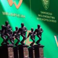 Na fotografii widoczne statuetki.